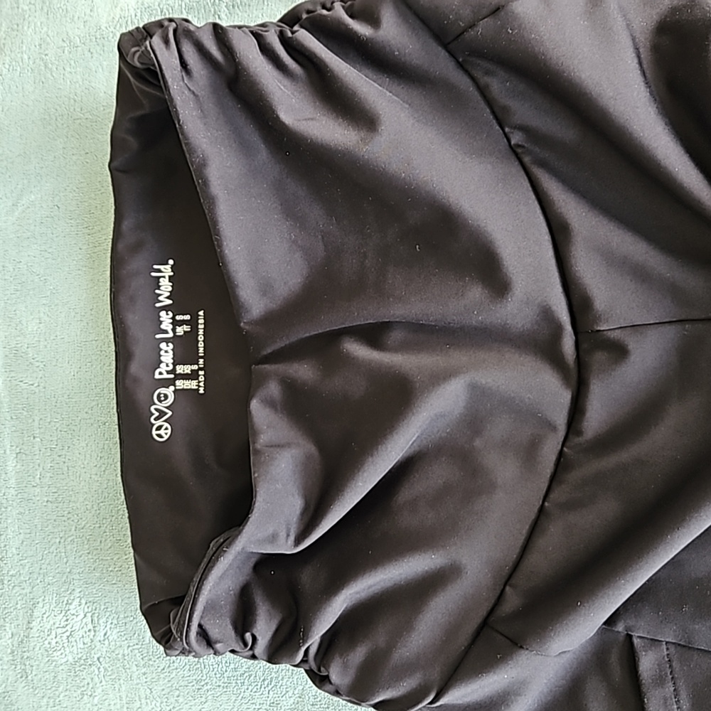 PEACE LOVE WORLD ROUCHED WAIST BLACK LEGGINGS, NWOT, EXCELLENT CONDITION, XS